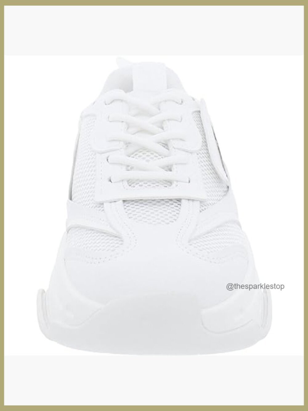 Chunky White Fashion Sneakers with 2.5" Platform Heel Lace-Up - Picture 4 of 4